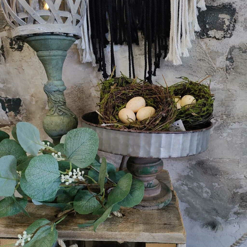 Pedestal Tray Metal w/ Wood