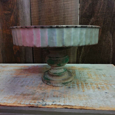 Pedestal Tray Metal w/ Wood