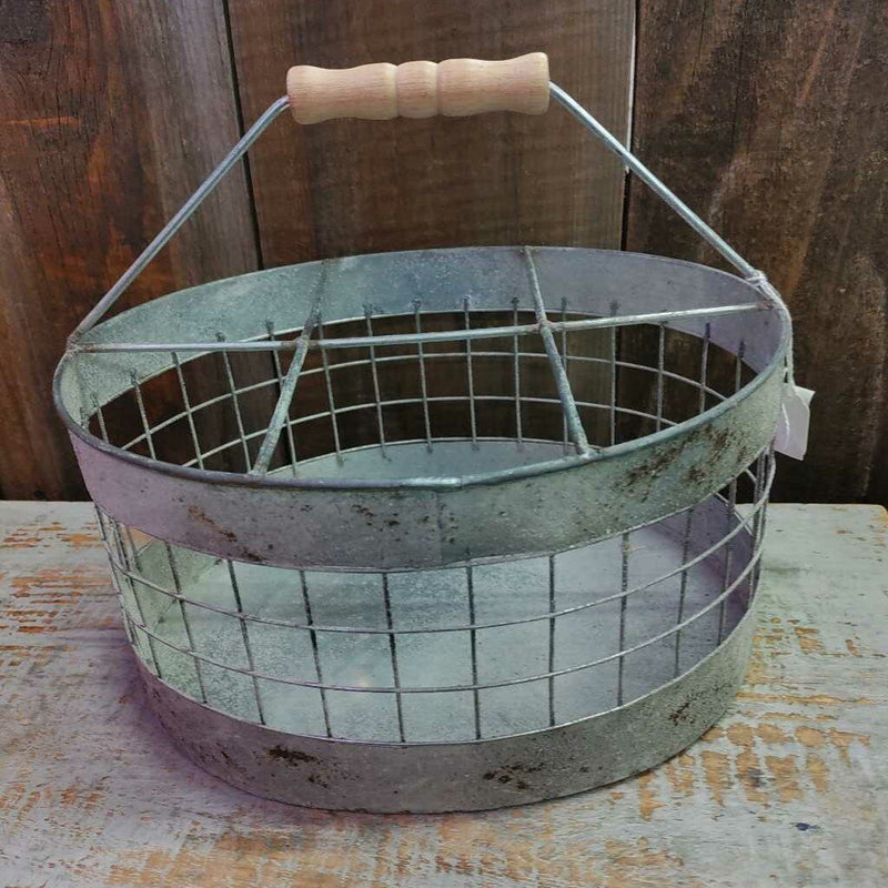 Divided Oval Wire Metal Tool Caddy w/ Handle