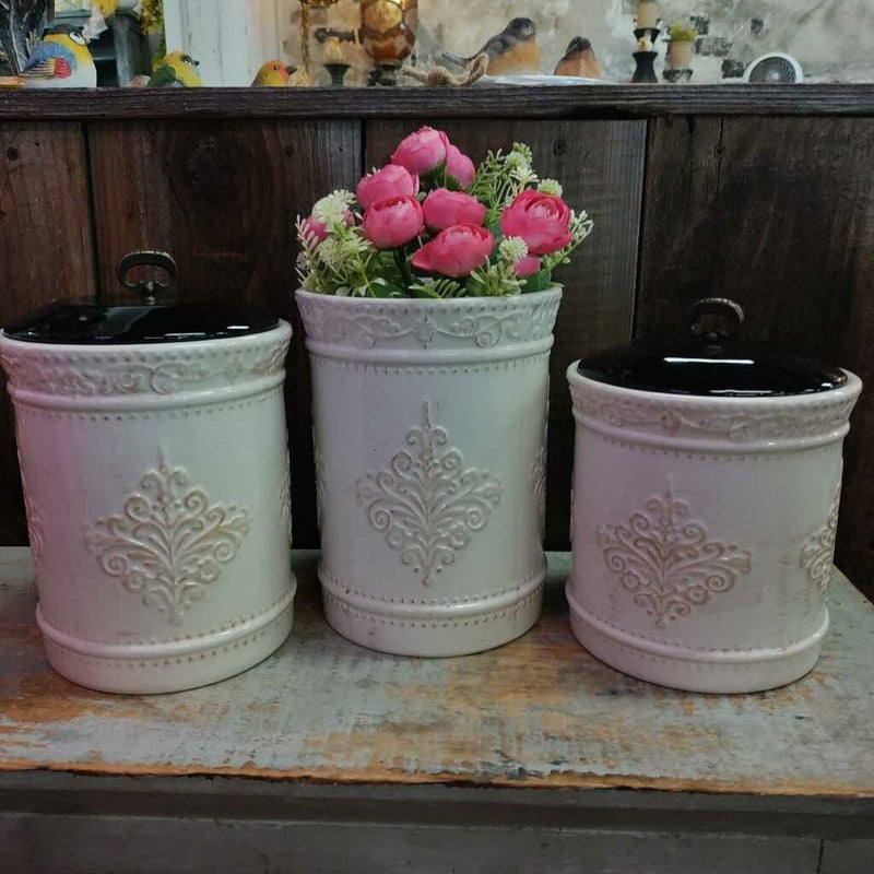 Ceramic French Country Canister Set of 3