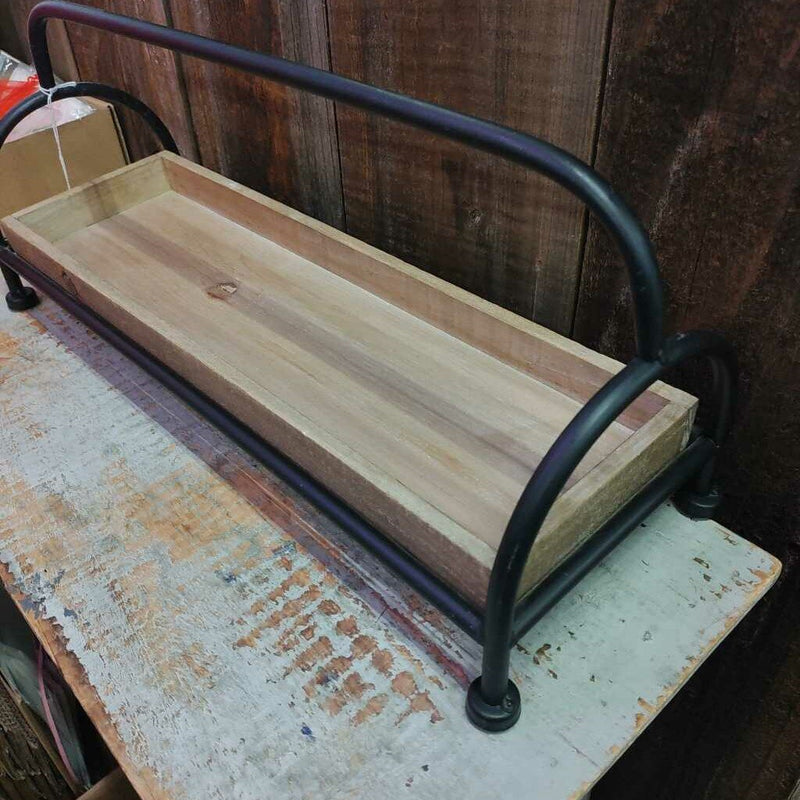Metal Frame Wooden Trench Tray