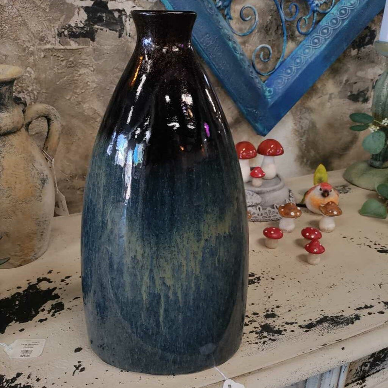 Vase Dk Blue Brown