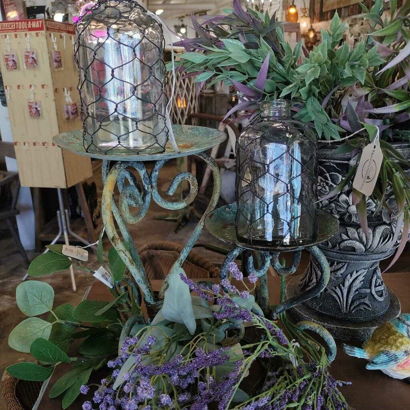 Patina Candlestick Iron Lg