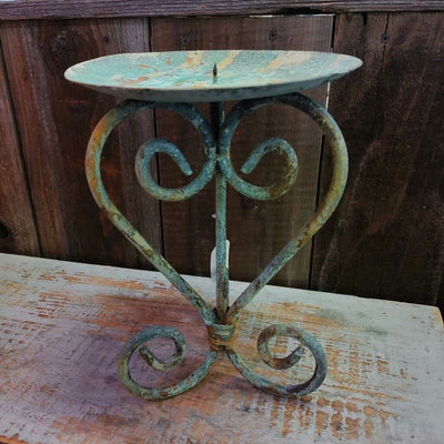 Patina Candlestick Iron Lg