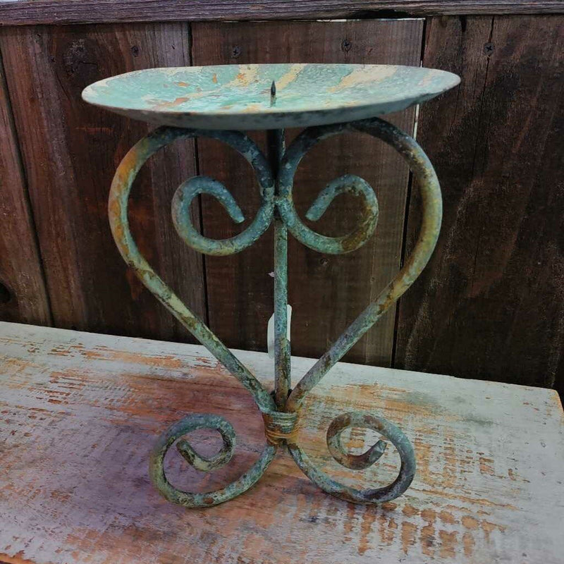Patina Candlestick Iron Lg