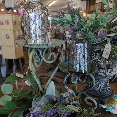 Patina Candlestick Iron Med