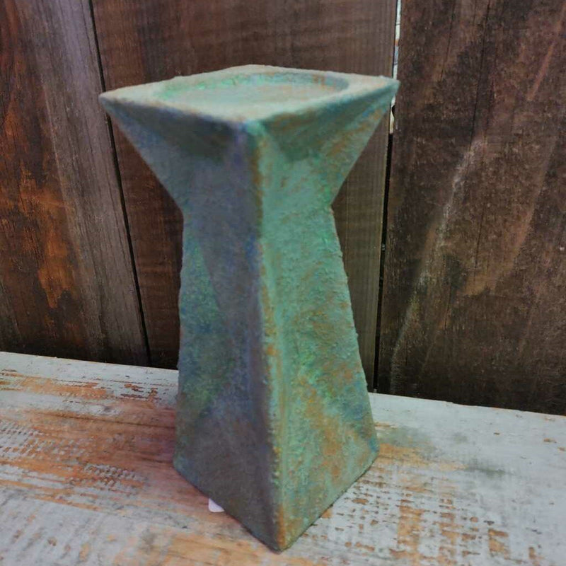 Textured Candlestick - Mottled Green & Rust