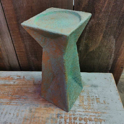 Textured Candlestick - Mottled Green & Rust