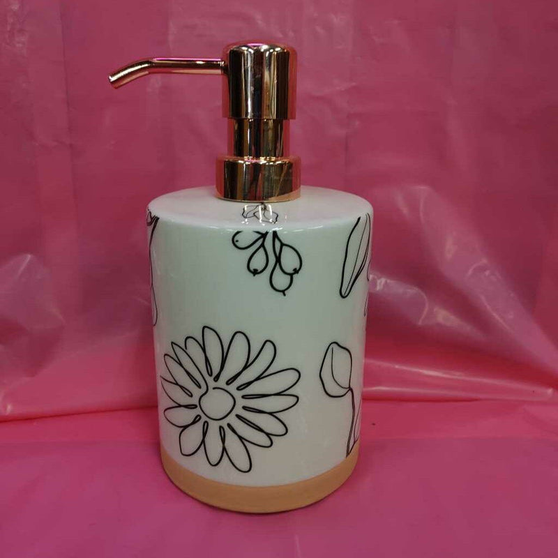 Soap Pump Black Floral