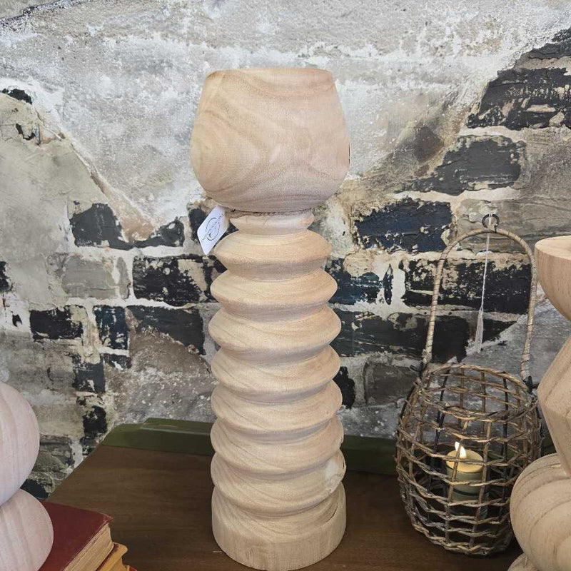 Turned Bowl Candlestick Natural