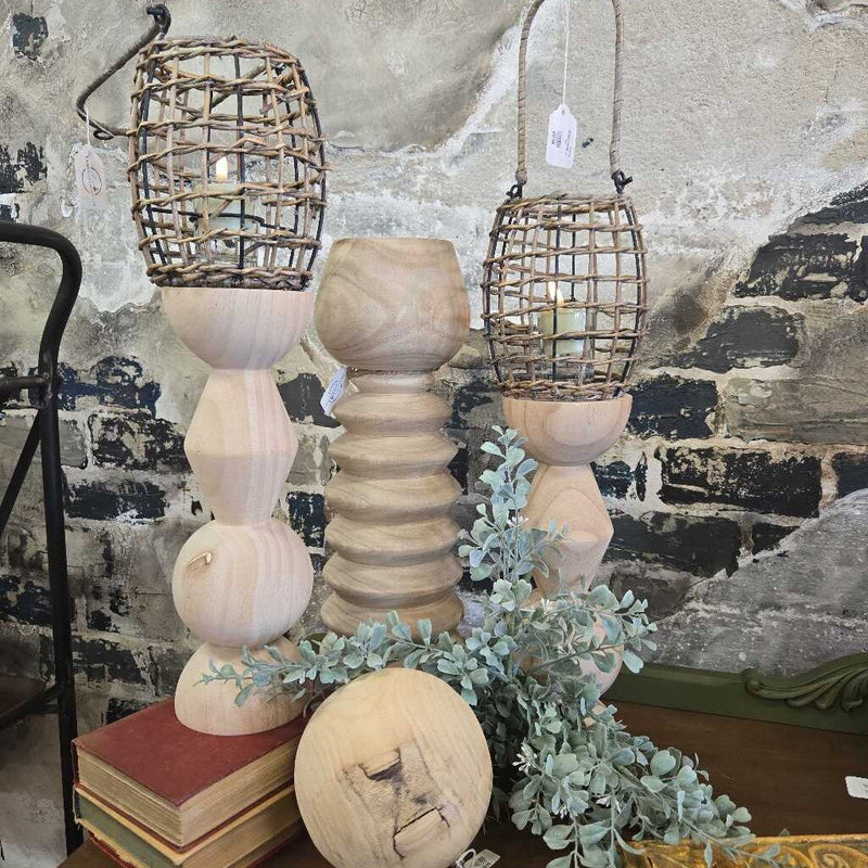 Turned Bowl Candlestick Natural