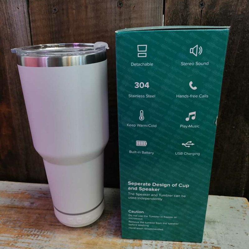 White BT Speaker Tumbler