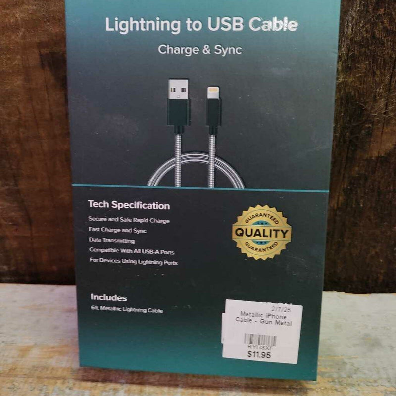 Metallic iPhone Cable - Gun Metal