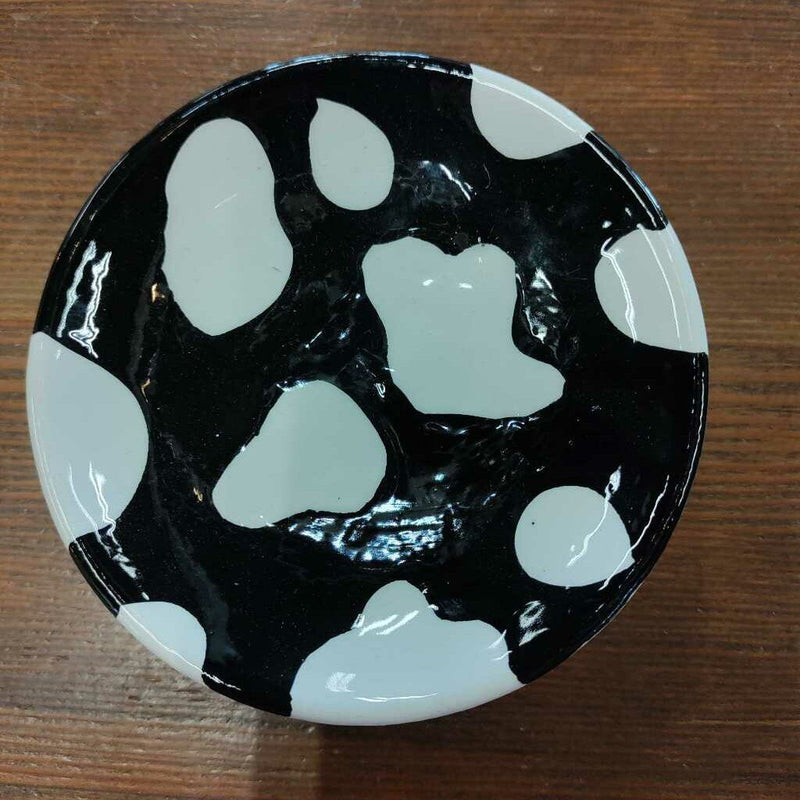 Ceramic Cow Trinket Dish - Black w/ White Spots