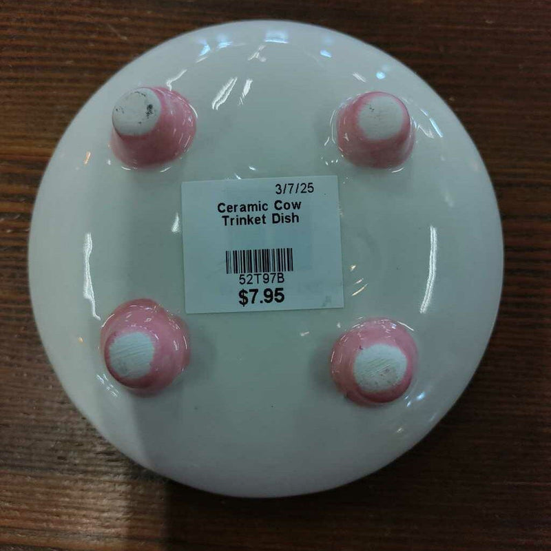Ceramic Cow Trinket Dish - Black w/ White Spots