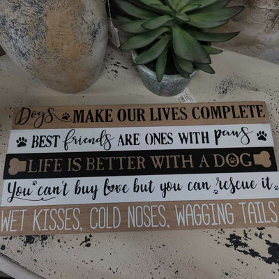 Pet Tabletop Long Wood Block Sign - Dogs Make Our Lives Complete