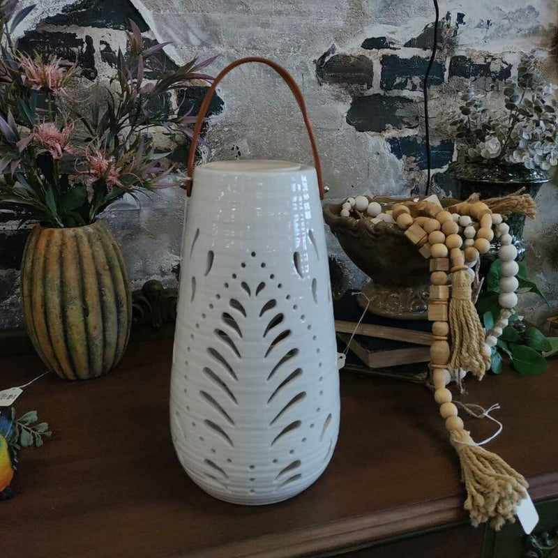 White Tropical Ceramic Prelit Tall