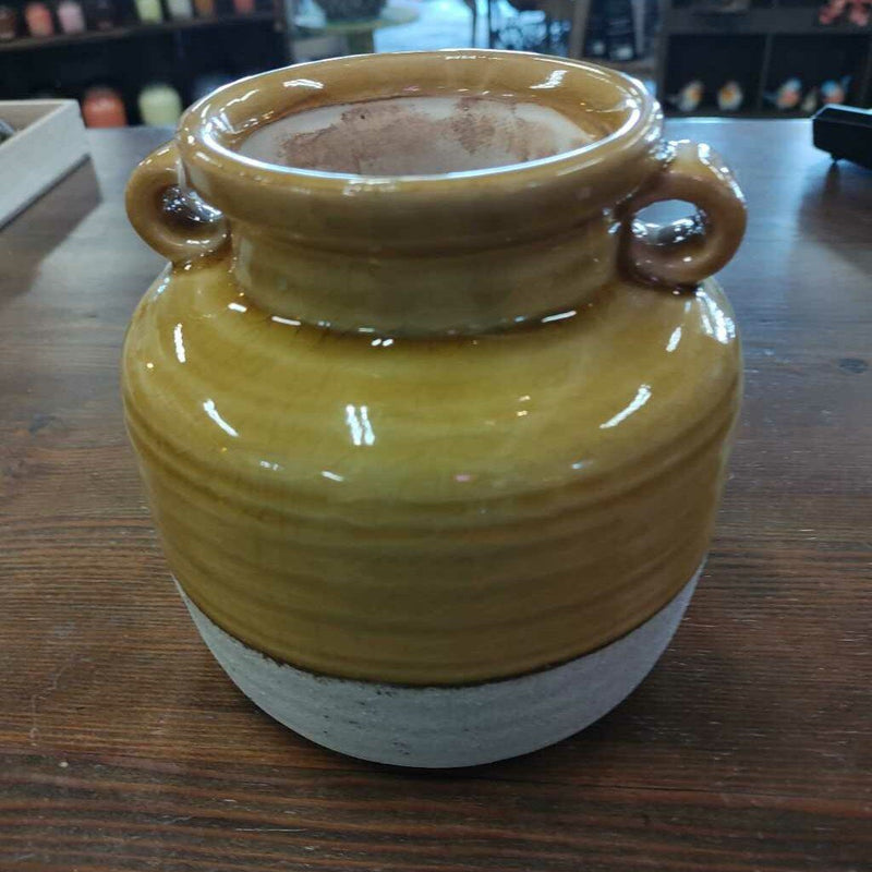 Yellow Ceramic Double Handle Pot