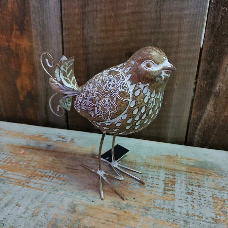 Natural Bird w/Metal Floral Wings