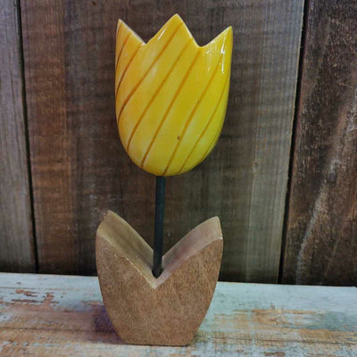 Mango Wood Yellow Tulip