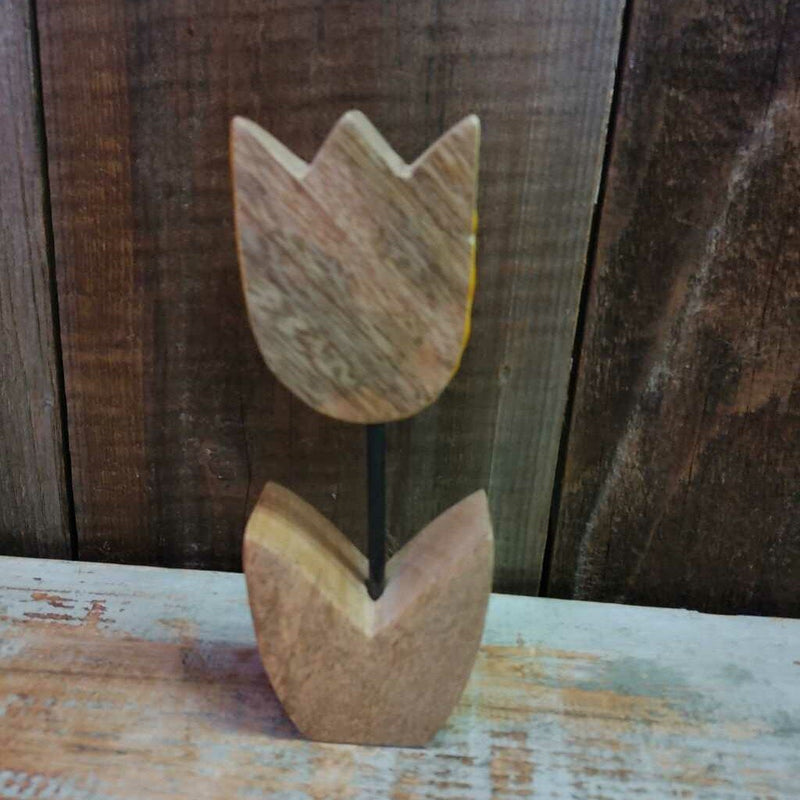 Mango Wood Yellow Tulip