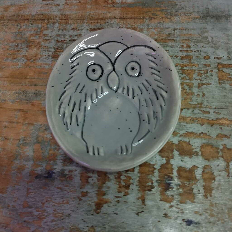 Gray Trinket Dish - Owl