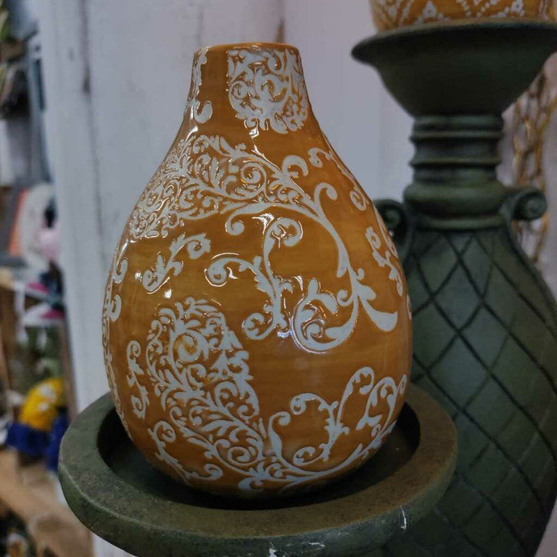 Mustard Yellow Mini Hand Stamped Vase - 2