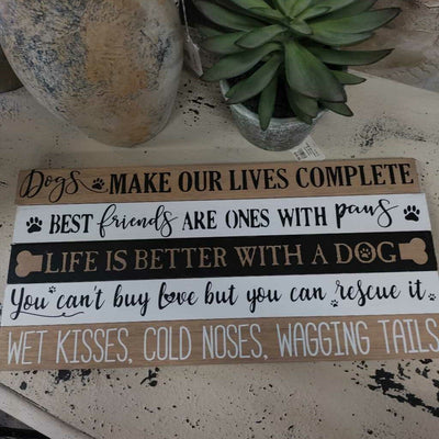 Pet Tabletop Long Wood Block Sign - Best Friends Are Ones with Paws