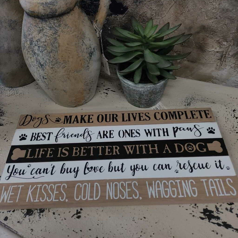 Pet Tabletop Long Wood Block Sign - Wet Kisses, Cold Noses, Wagging Tails