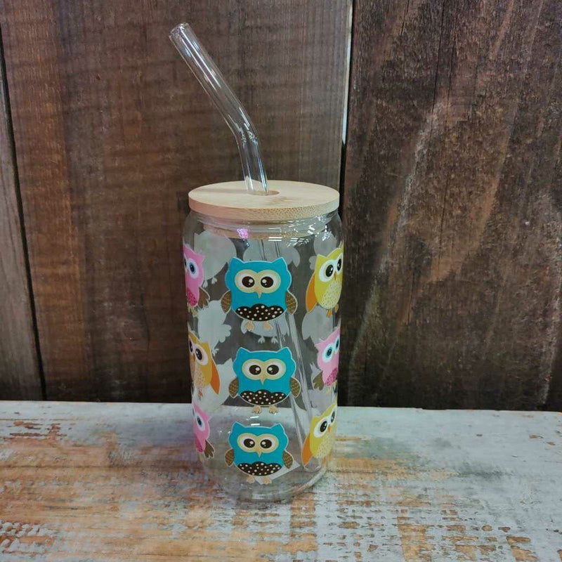 Glass Drink Cup - Owls