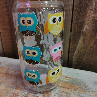 Glass Drink Cup - Owls