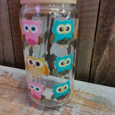 Glass Drink Cup - Owls