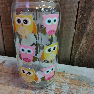 Glass Drink Cup - Owls