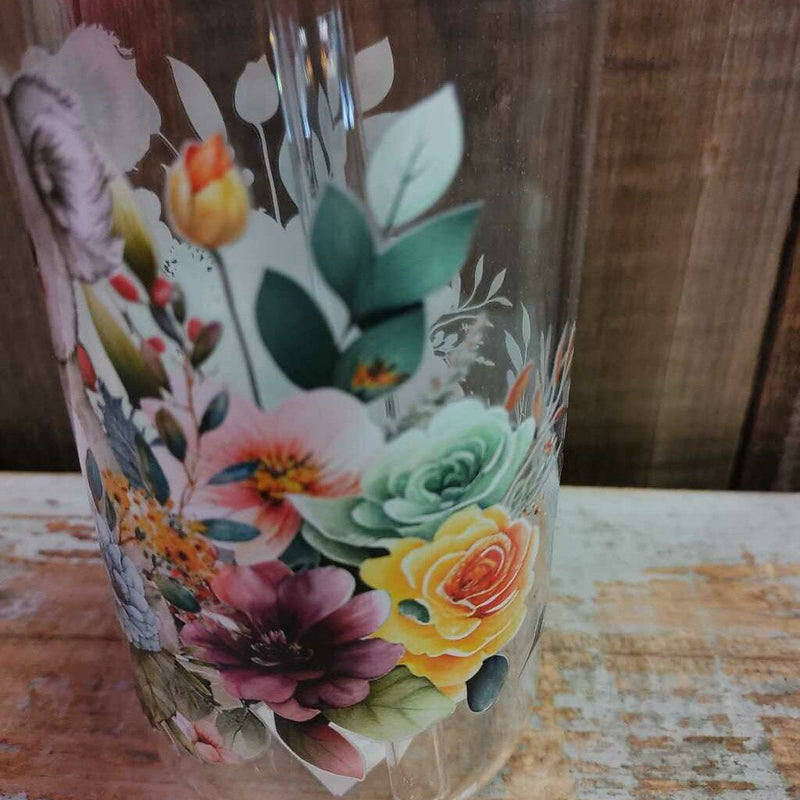 Glass Drink Cup - Koala w/Flowers