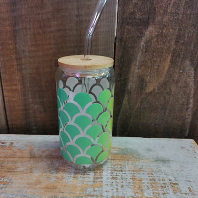 Glass Drink Cup - Mermaid Scales