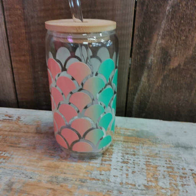 Glass Drink Cup - Mermaid Scales