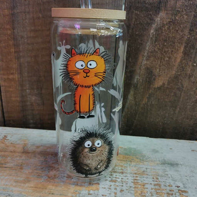 Tall Glass Drink Cup - Cartoon Animals