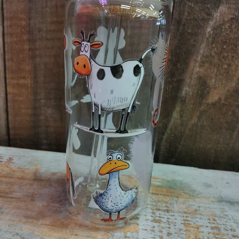 Tall Glass Drink Cup - Cartoon Animals