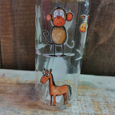 Tall Glass Drink Cup - Cartoon Animals