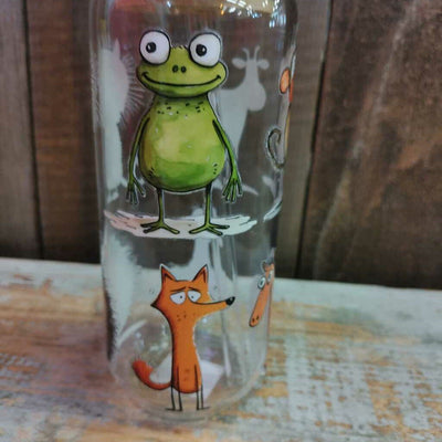 Tall Glass Drink Cup - Cartoon Animals