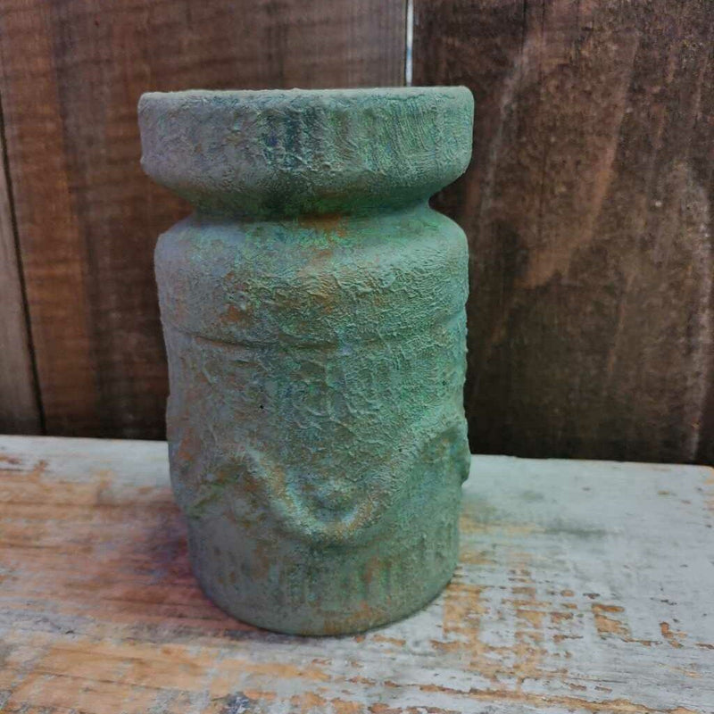 Textured Candlestick - Mottled Green & Rust