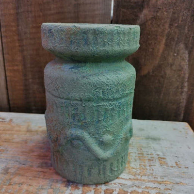 Textured Candlestick - Mottled Green & Rust
