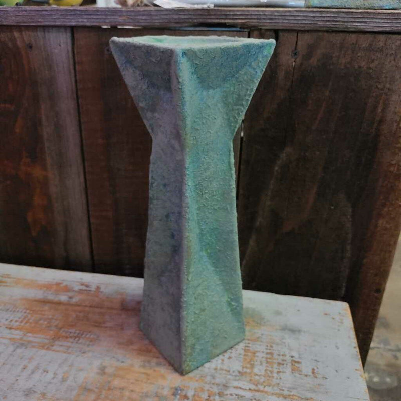 Textured Candlestick - Mottled Green & Rust