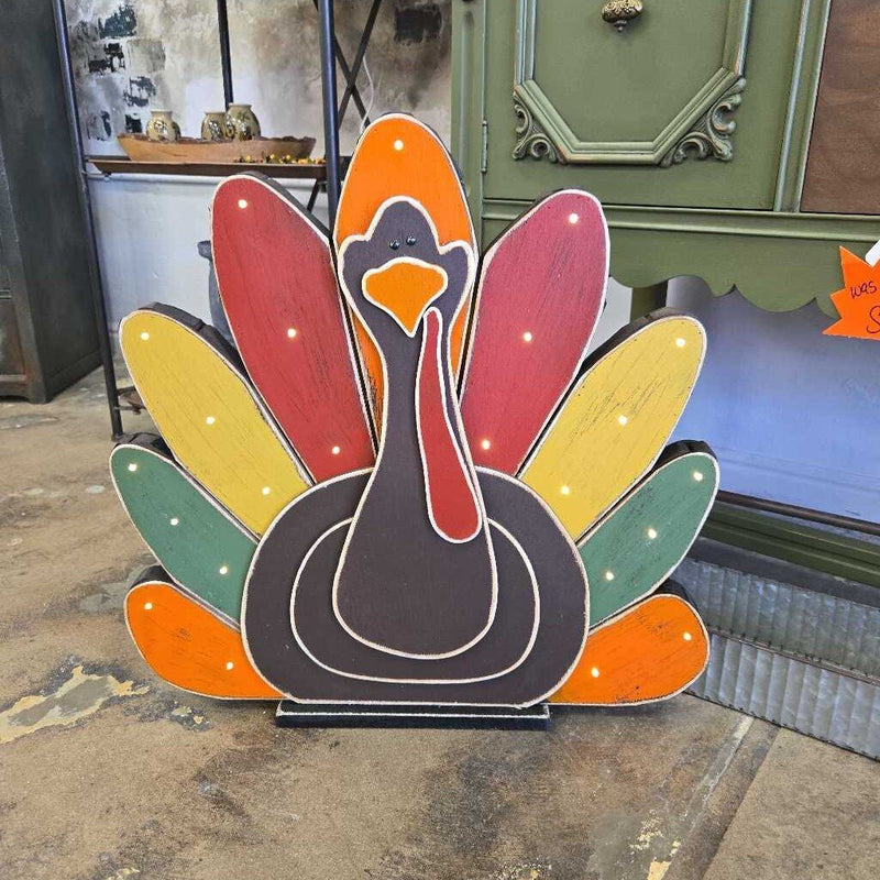 Wooden Turkey W/Lights