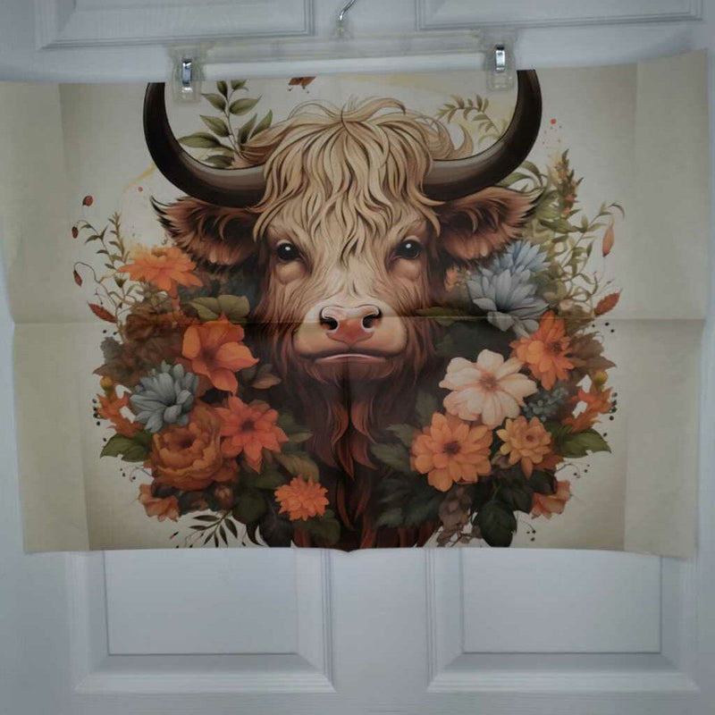 A Floral Highland Cow Series Design 4